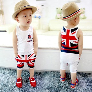 [Read Stock] Summer Baby Boys Vest + Pants Clothes Sets 2pcs 2HOX