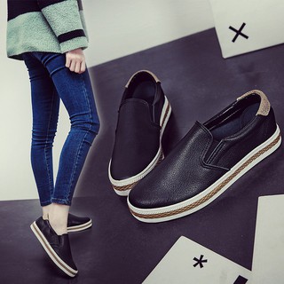 New Fashion Women's Flat Casual shoes Slip-ons loafers Korean Sneakers PU