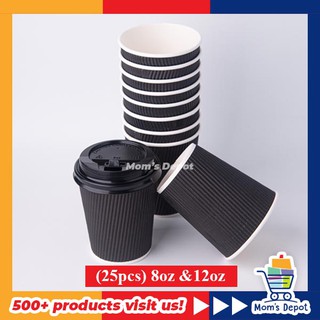 25pcs (8oz) (12oz) Disposable Ripple Hot Coffee Paper Cups (1)