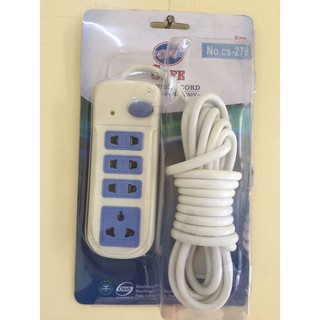 CcY CS-278 Safe Extension Cord (White-5 meters)