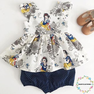 Cute Baby Girl Snow White Vest Tops 2pcs Outfits Set