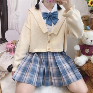 Autumn and Winter New Japanese Loose Solid Color Sweet Fresh Preppy Style Knitted Coat Women's Knitt