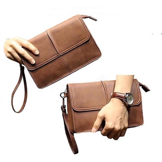 Men Hand Bag Classic Brown Cool Leather Hand Carry Clutch Bag