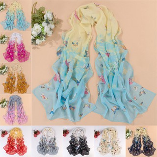 Soft Scarf Wraps Sunscreen Chiffon Butterfly Floral Shawl (1)