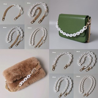 New Fashion Woman Handbag Accessory Chain Detachable Replacement Luxury Bead White Strap Women Clutch Resin Handle Chains