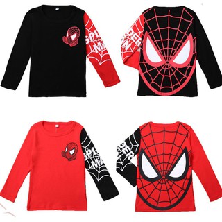 cotton shirt┋☜Baby Boys Spiderman Pullover T Shirt for Kids Cotton Long Sleeve