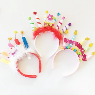 COD Birthday Candle Headband Design Cute Girl Headdress Happy Birthday Photo Props Party Supplies Children Gifts Needs