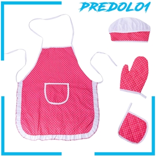 [PREDOLO1] 4Pcs Complete Kids Cooking and Baking Set Apron & Chef Hat,Oven Mitt,Hot Pad
