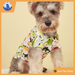 Japanese and Korean Fashion Pet Clothes Cat Shirt Dinosaur Print Small Dog Shirt Dog Clothes