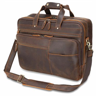 №Men Briefcases PU Leather Multifunction 14 Inch Laptop Bag Multi-Layers Business Handbag Crossbody