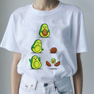 Pregnant Avocado Mom Bady Summer White T-Shirt Women Girl Funny Cartoon Shirt Cotton Super Soft Casu