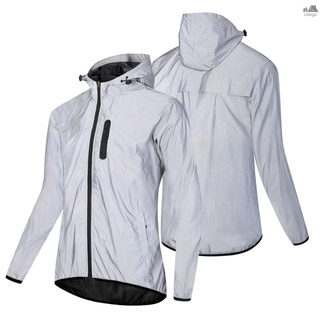 Reflective Jacket with Hood Waterproof Hooded Wind Coat for Men Women Night Safety Jacket for Cycling Running Jogging Walking