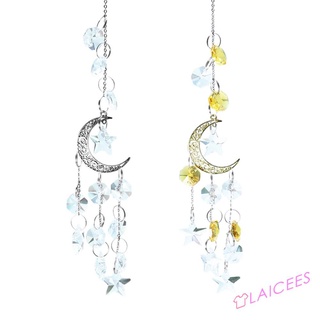 [laicee]Crystal Moon Star Wind Chime Pendant Colorful Hanging Drops Garden Decoration