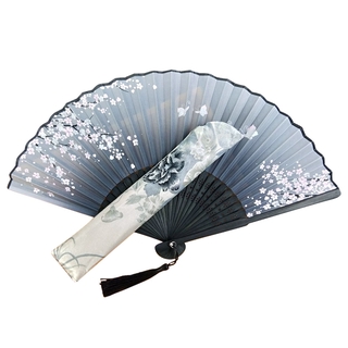 Zhizhong Hand Held Folding Fans Fabric Sleeve for Vintage Retro Style (7)