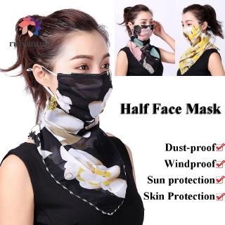 【RPH】Women Neck Cover Scarf Half Face Mask Sun Protection Ear Hanger Chiffon Cycling Accessories Unisex Men Breathable Triangle Bandana