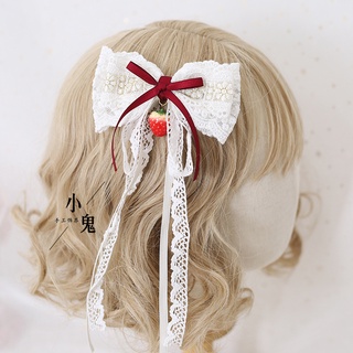 SweetLolitaStrawberry Lace Barrettes Soft Girl Japanese Headband Lolita Red Daily Gadget Side Clip