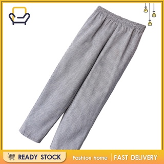 【Fashion home】 Chef Working Pants Restaurant Elastic Comfy Cook Work Trousers M Stripe
