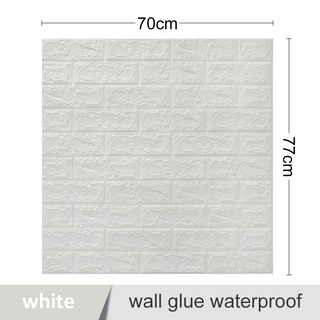 74PWallpaper DIY Big Size 70cm*77cm Self Adhesive Waterproof 3D White Bricks Wall Sticker PE Foam