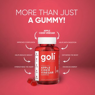 Goli Apple Cider Vinegar Gummies (60 pieces) Weight control Helps detoxify Heart Health PH