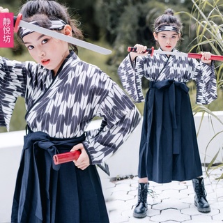 Halloween Costume Children Japanese Samurai Vibration Sleeve Kimono Girls School Performance Clothing