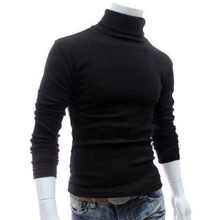 Cocotina Mens Thermal Cotton Turtle Neck Skivvy Turtleneck Sweaters Stretch Shirt - Black