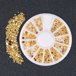 ♥BDF♥DIY 2/3/4mm Mixed Golden Tone 3D DIY Flat Back Beads Nail Art Decoration Beauty
