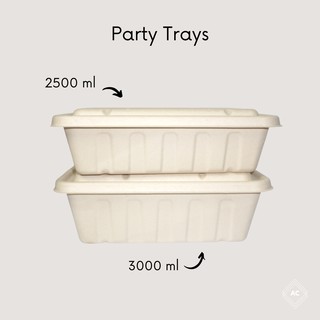 [SOLD PER PC] 2500 ML & 3000 ML PARTY TRAYS SUCARCANE CONTAINER