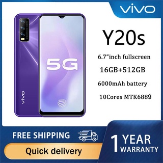 Vivo Y20s Phone HD Screen Smartphone 16GB+512GB 6000mAh Battery Cellphone 6.7Inch 5G Mobile Phone