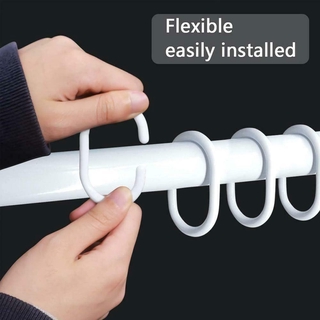 Curtain Poles Shower Rod Hook Hanger White Color Plastic Ring Bath Drape Loop Clasp Drapery Home Use Clips