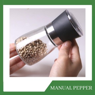 Stainless Steel Manual Pepper Grinder Glass Bottle Pepper