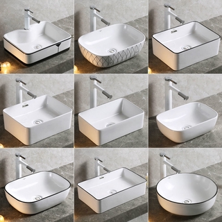 Above counter basin wash basin single basin household small apartment balcony ceramic square sink (1)