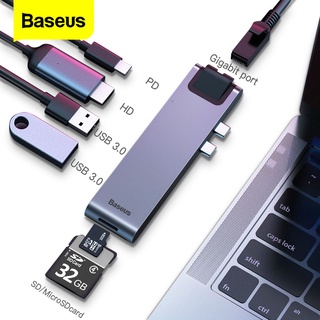 Baseus USB Type C HUB C To 4KHD RJ45 Ethernet Multi USB 3.0 Thunderbolt 3 Power Adapter For MacBook