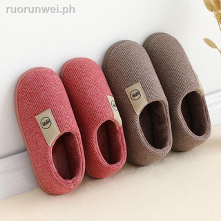 □Elderly cotton slippers women s belt with non-slip bag heel winter warm middle-aged and men