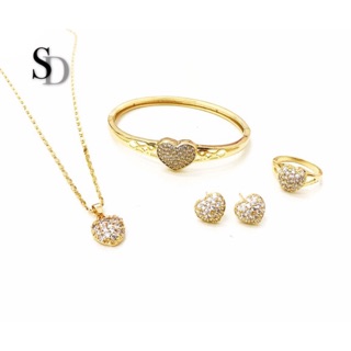 [SD] 4 in 1 Heart Crystal Rosegold Jewelry Set #4S001