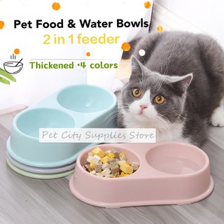 Pet City Dog Cat Food & Water Bowl 2 in 1 Feeder Bowl Feeder Double Bowls Kitten Puppy Feeder