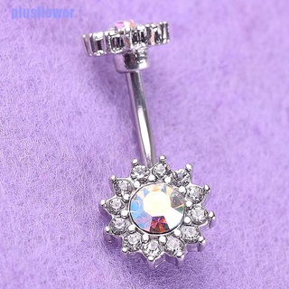 [PFPH] Flower Dangle Navel Belly Button Ring Barbell Crystal Body Jewelry Gift (8)