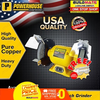 POWERHOUSE Bench Grinder 5" | 6" PURE COPPER + YUKO GOGGLES •BUILDMATE• PHPT