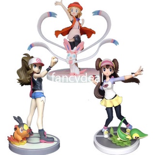 Pokemon Sepena & Nymphia/ Haruka & Mizugorou/ Mei & Tsutarja /May with Mudkip/ Kotone with Chikorita/ Mizuki & Mokuroh Green with Eievui PVC Figure Model Toy
