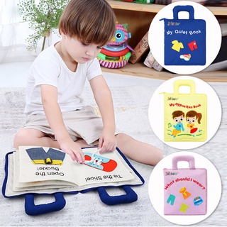 Hot Montessori Toys 1-2 Year Old Baby Books Learning Education 3D Quiet Fabric Activity Story Book