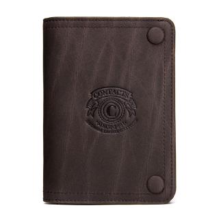 CONTACT'S Men Wallets Brand Crazy Horse Genuine Leather Male Short Wallet Hasp Man's Purse With Coin