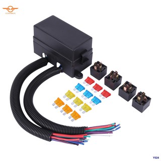 ♈✈۞[In Stock]12 Way Blade Fuse-Holder Box With Spade Terminals And Fuse-4Pcs 5Pin 12V 40A Relays Wit
