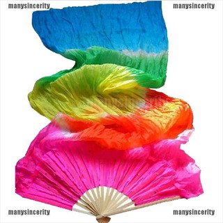 manysincerity Multicolor Hand Made Belly Dance Dancing Silk Bamboo Long Fans Veils 1.8m HOT