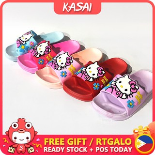 KASAI Hello Kitty Slippers Fashion Slipper for Kids Girls Non-slip Slip on Home room Slippers