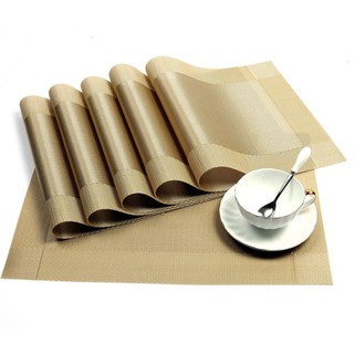 2021 ☀Modern Placemat Heat-Resistant Placemats Stain Plastic Table Placemats Gold and Brown♣