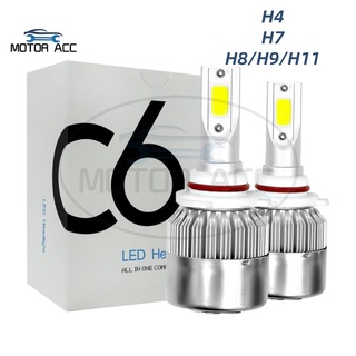 【Spot goods】❖【In stock】2PCS C6 LED 72W H4 H7 H11 COB Car Headlight Bulbs H1 9005 9006 Auto Headlamp
