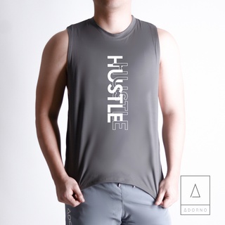 Adorno Muscle Tee Hustle Vertical - Sando Top Men Tank Sleeveless Gym Apparel Workout Fitness Exerci