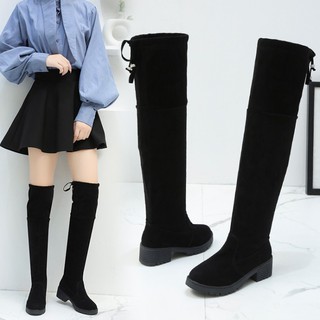 Bestseller Korea Fashion Black High Boots Women Trend Over The Knee Suede Boots