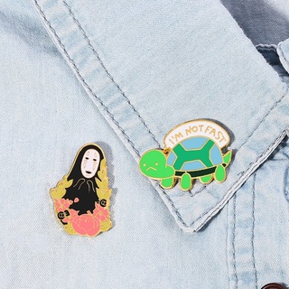 Cartoon cute animal turtle brooch faceless male ghost enamel brooch alloy badge denim clothes bag accessories gift