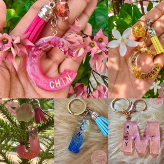 SASSCEE Initial Letter Resin Personalized Keychain