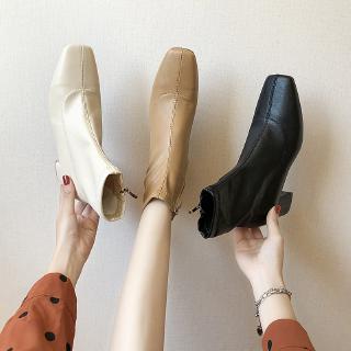 British style thick heel short boots women